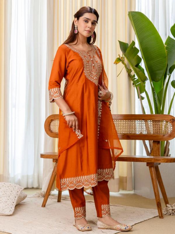 VP 9817 R Embroidred Kurta Sets with Sequins Work Women Suits